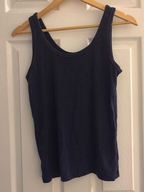 aerie navy ribbed scoop neck tank top